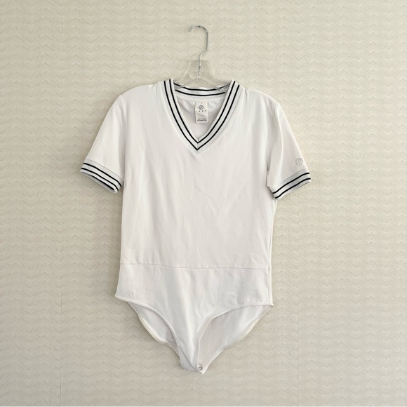 JUPP SPORT Mima Leotard Bodysuit White Tennis Preppy Women’s Size Small Varsity - Picture 2 of 10